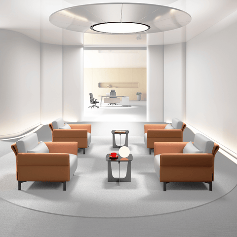 Marsala Three Seater Modern Office Leather Lounge Sofa