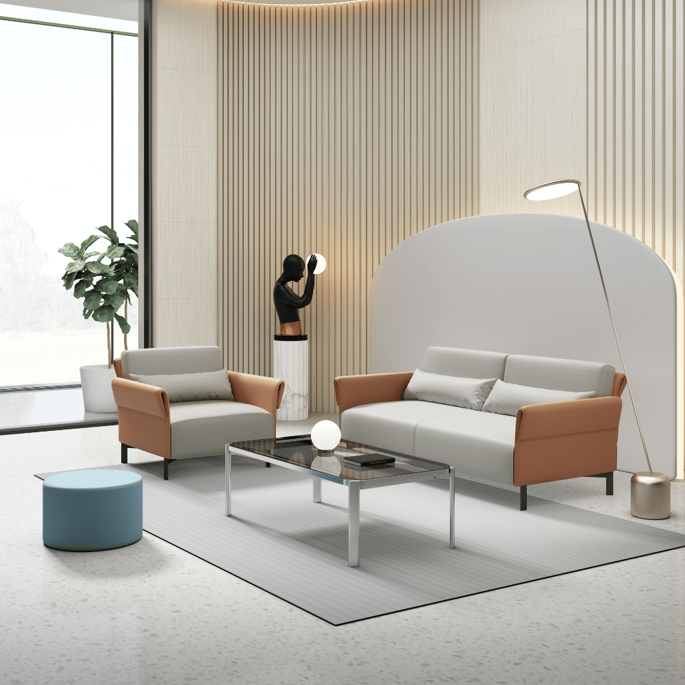 Marsala Three Seater Modern Office Leather Lounge Sofa