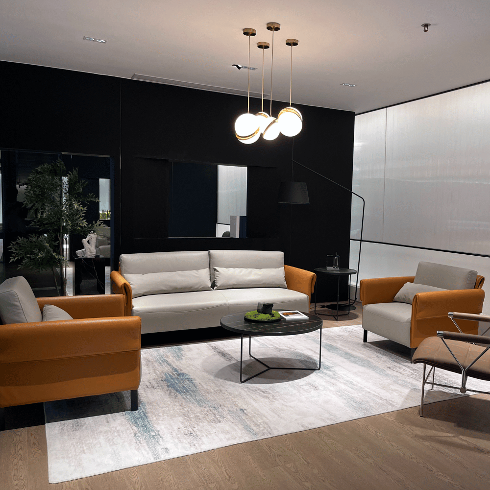 Marsala Three Seater Modern Office Leather Lounge Sofa