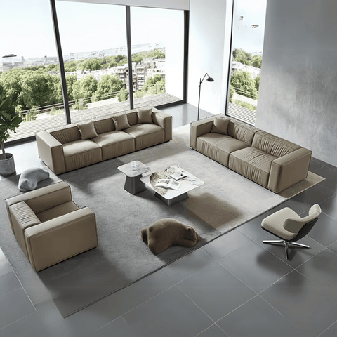 Matic Four Seater Modern Simple Office Leather Lounge Sofa