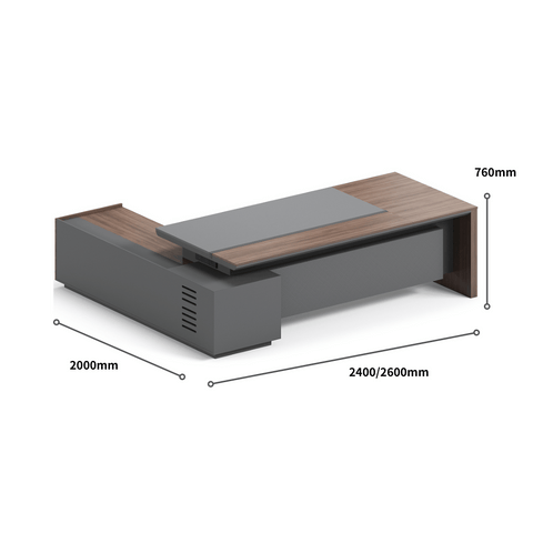 Merit-A Luxury Walnut Executive Desk with Side Return Cabinet