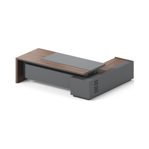 Merit-A Luxury Walnut Executive Desk with Side Return Cabinet