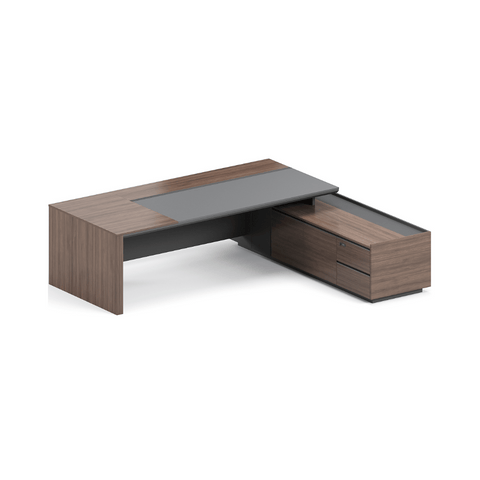 Merit-A Luxury Walnut Executive Desk with Side Return Cabinet
