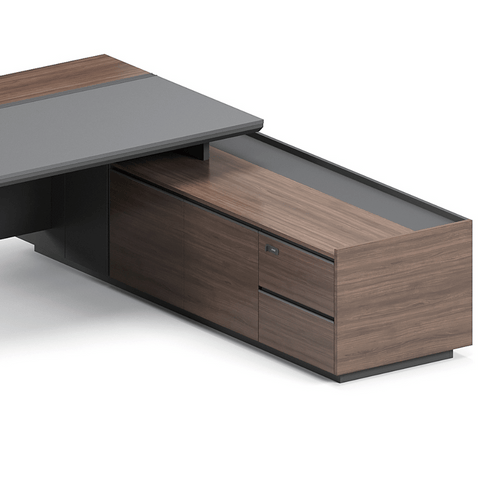 Merit-A Luxury Walnut Executive Desk with Side Return Cabinet