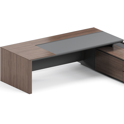 Merit-A Luxury Walnut Executive Desk with Side Return Cabinet