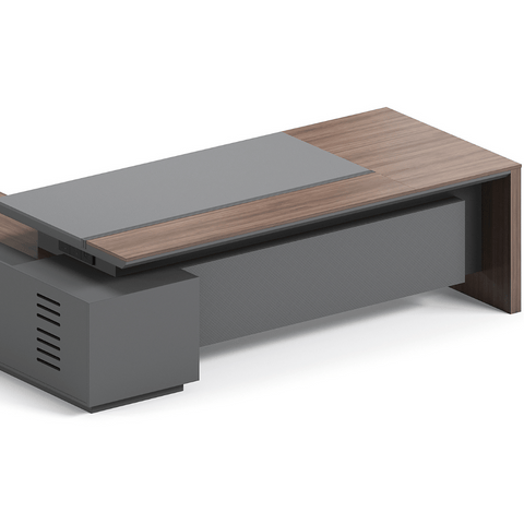 Merit-A Luxury Walnut Executive Desk with Side Return Cabinet