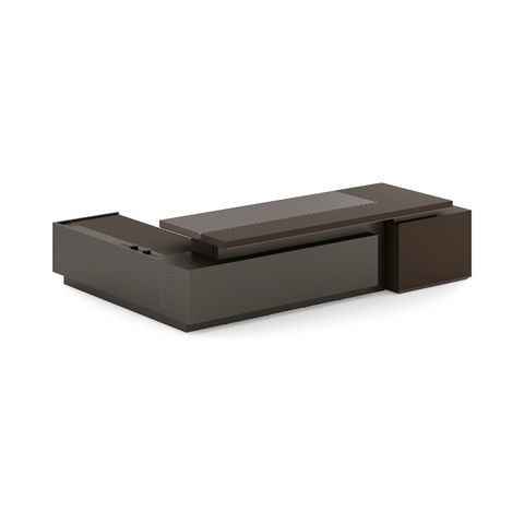 Merit-B Luxury Large Walnut Executive Desk with Side Return Cabinet