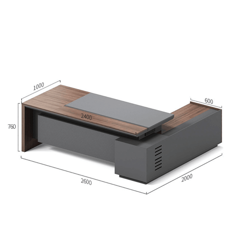 Merit-A Executive Desk with Side Table and Storage Cabinet - Gavisco Office Furniture