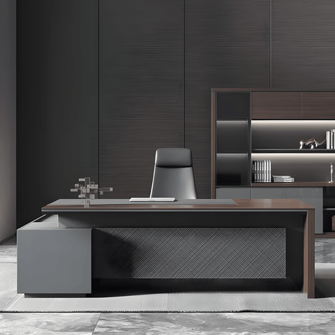 Merit-A Executive Desk with Side Table and Storage Cabinet - Gavisco Office Furniture