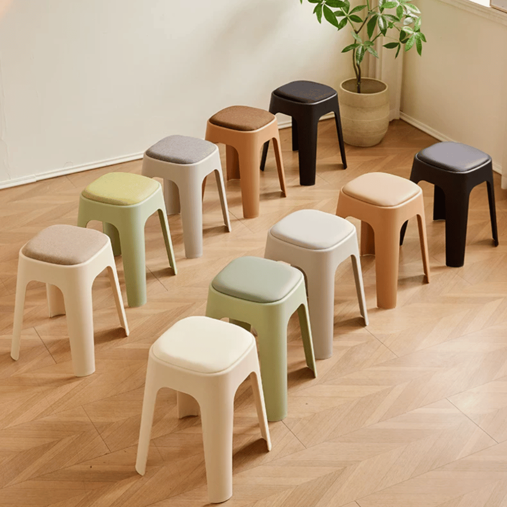 Mochi-B Padded Stackable Plastic Square Stool