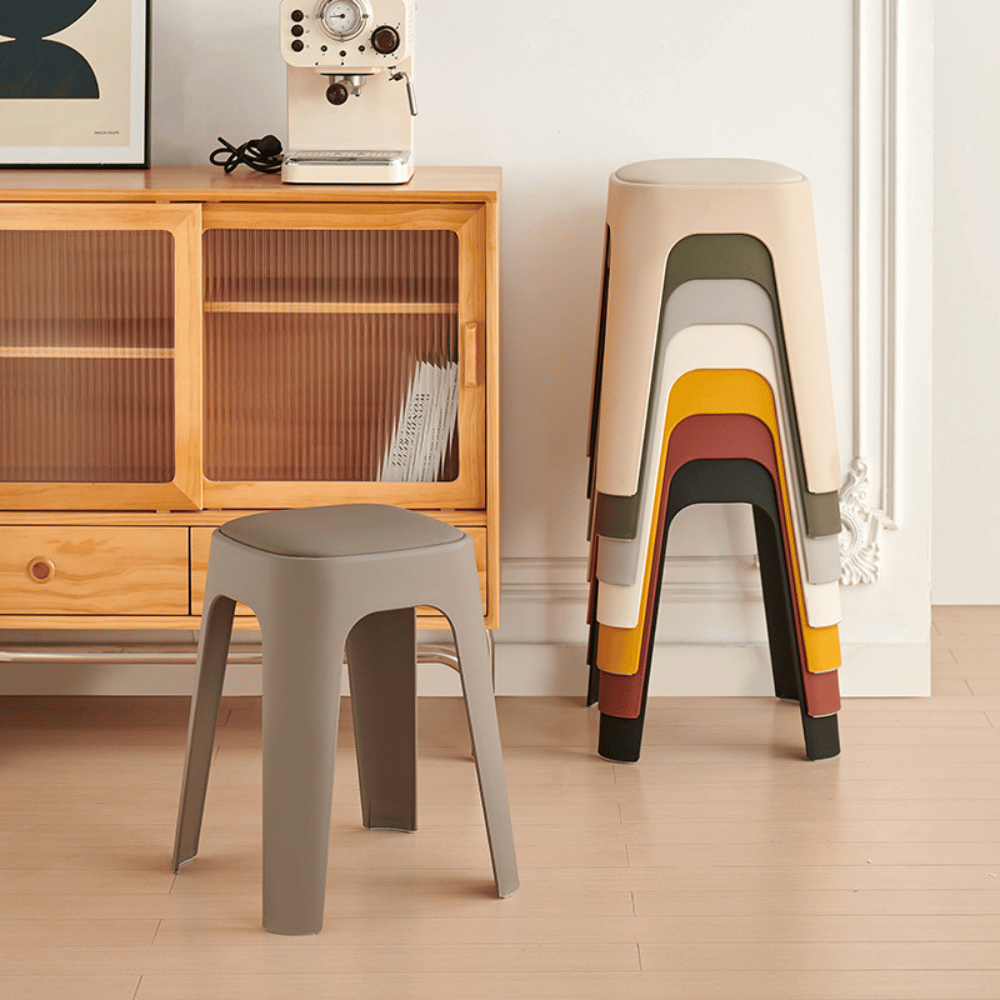 Mochi-B Padded Stackable Plastic Square Stool