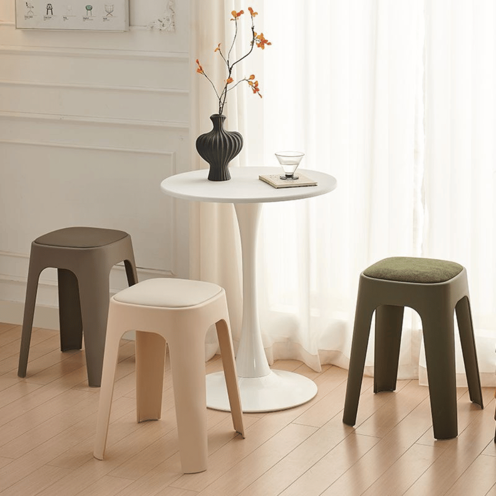 Mochi-B Padded Stackable Plastic Square Stool