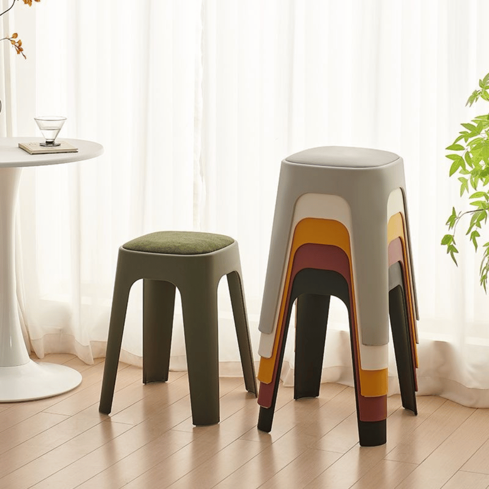 Mochi-B Padded Stackable Plastic Square Stool