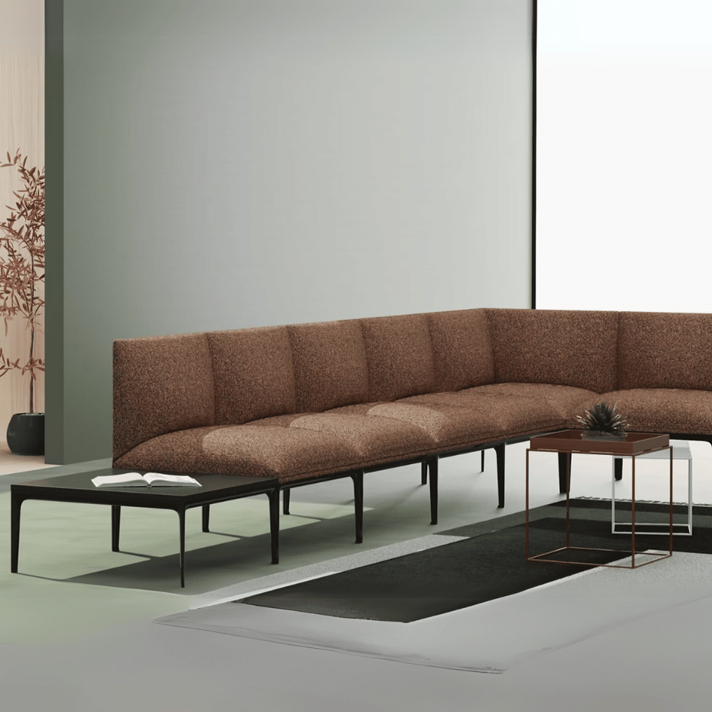 Arc Modern Minimalist Office Fabric Lounge Modular Sectional Sofa