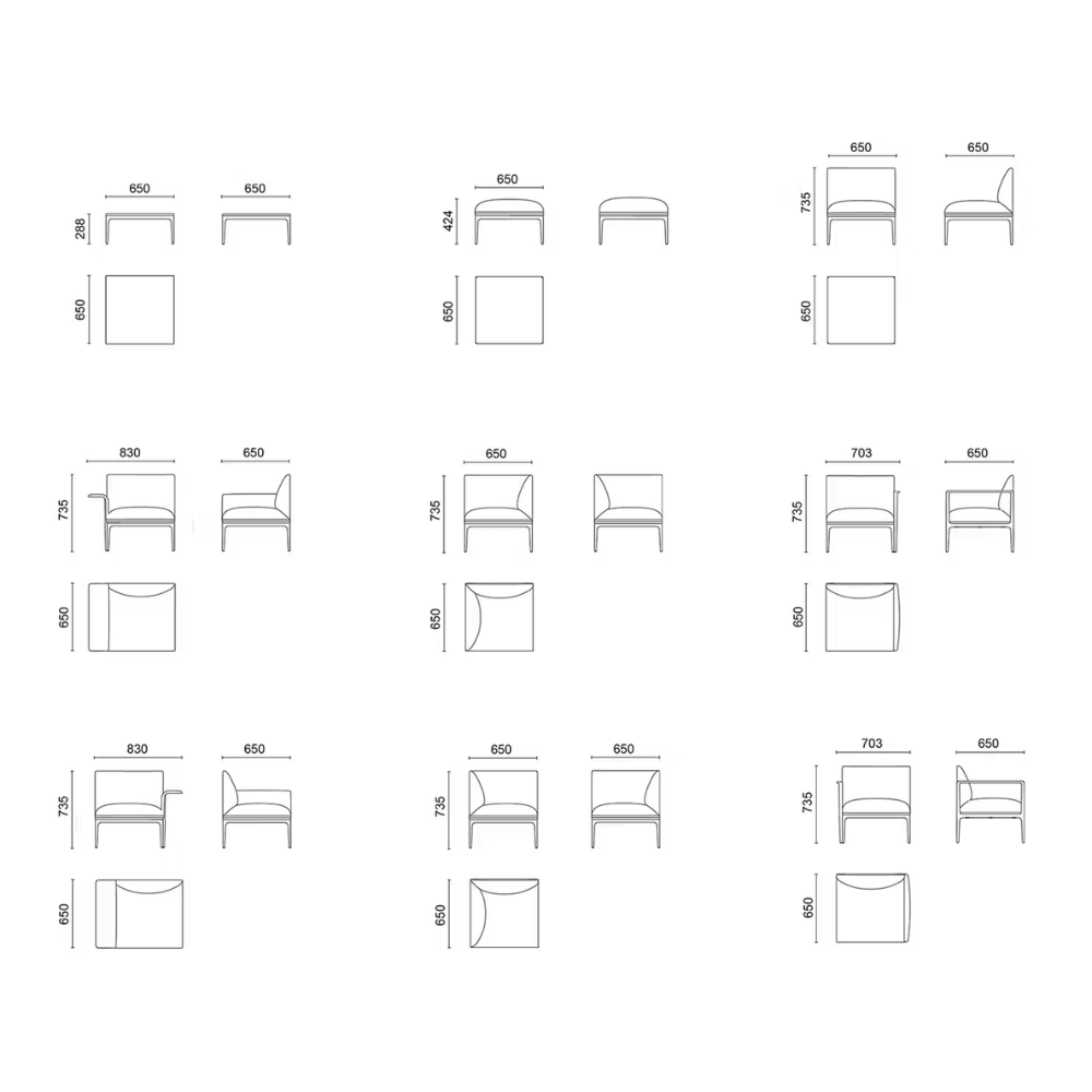 Arc Modern Minimalist Office Fabric Lounge Modular Sectional Sofa