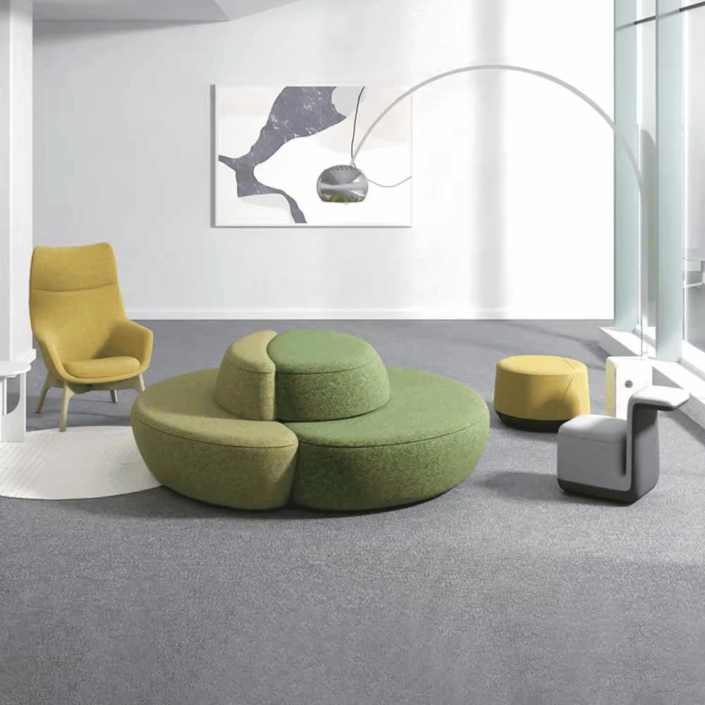 Moon Round Shaped Office Fabric Curved Modular Lounge Sofa - Gavisco Office Furniture