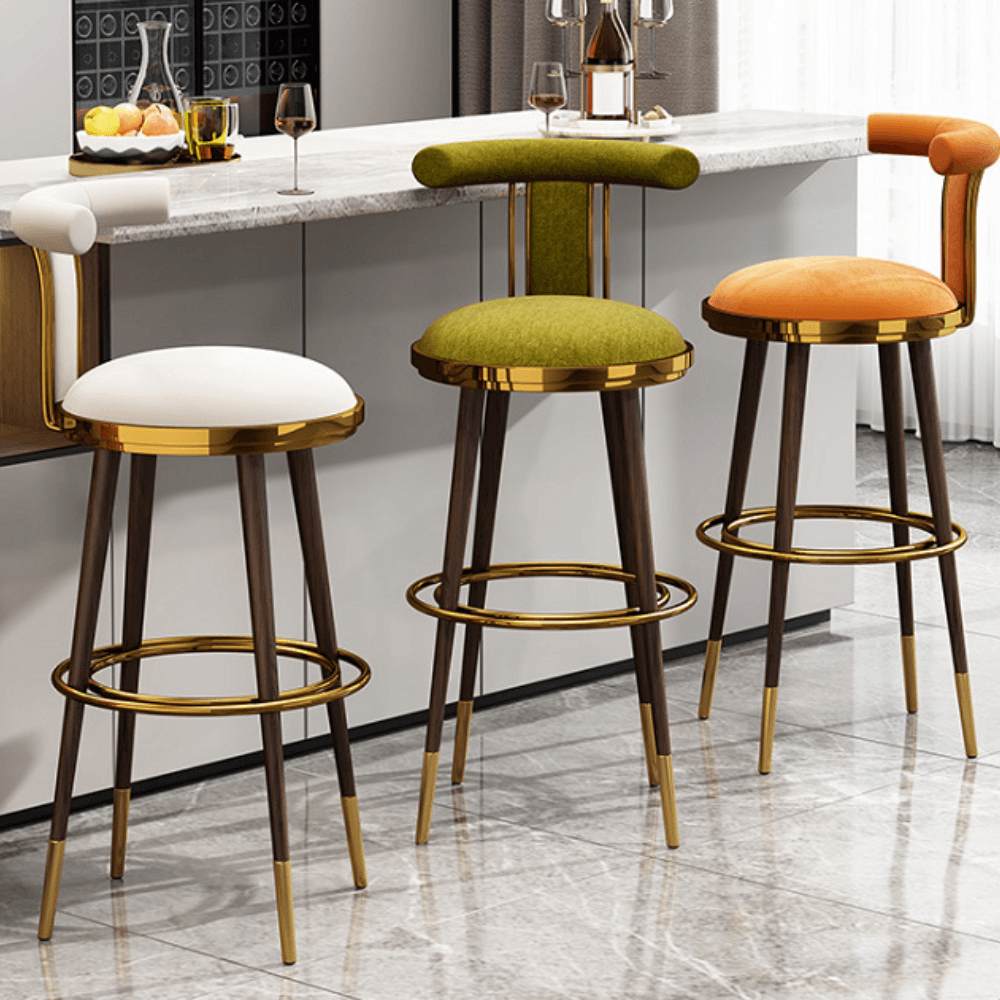 Moris Modern Luxury Velvet Fabric Bar Stool Chair - Gavisco Office Furniture