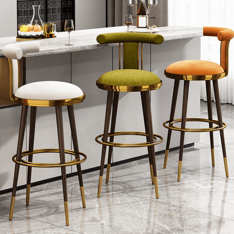 Moris Modern Luxury Velvet Fabric Bar Stool Chair - Gavisco Office Furniture