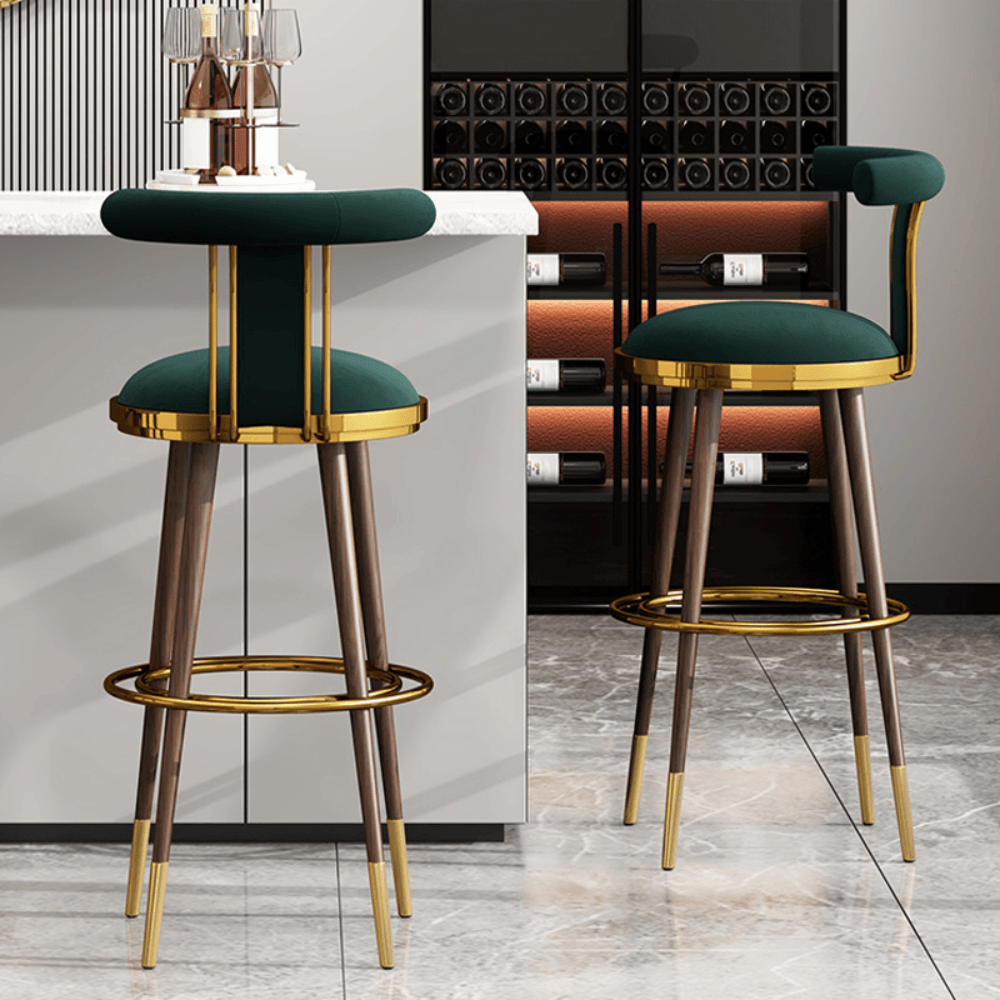 Moris Modern Luxury Velvet Fabric Bar Stool Chair - Gavisco Office Furniture