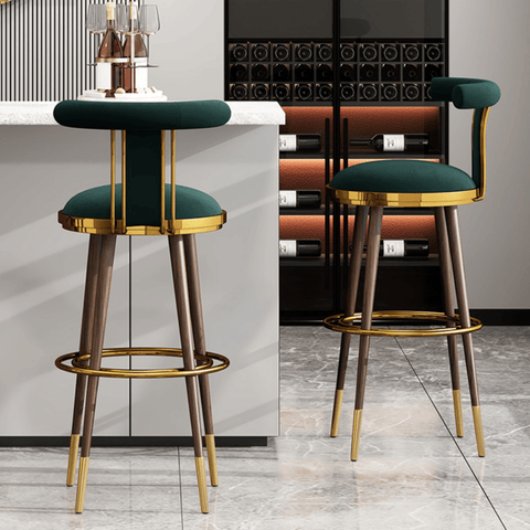 Moris Modern Luxury Velvet Fabric Bar Stool Chair - Gavisco Office Furniture