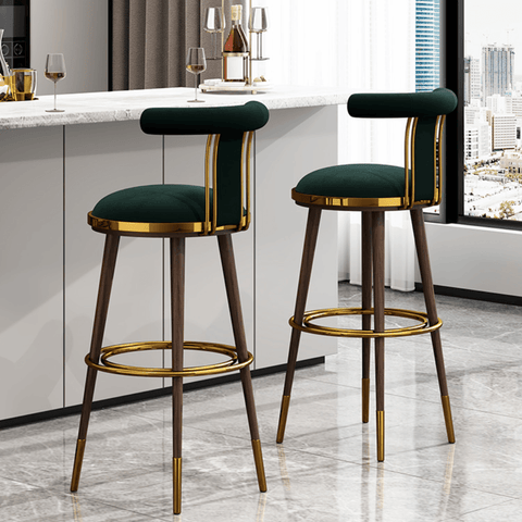 Moris Modern Luxury Velvet Fabric Bar Stool Chair - Gavisco Office Furniture