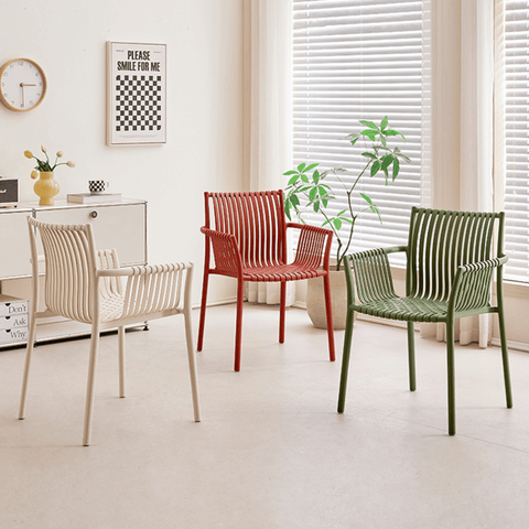 Morning Modern Plastic Rattan Woven Stackable Outdoor Armchair