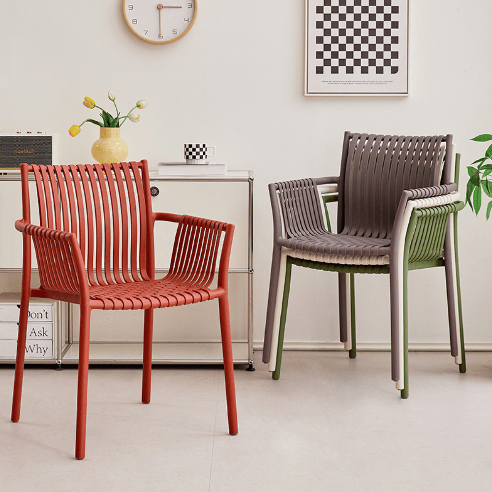 Morning Modern Plastic Rattan Woven Stackable Outdoor Armchair