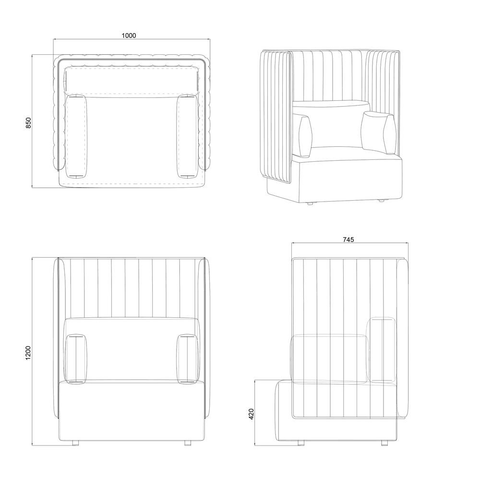 Multi Single Seater Acoustic Privacy High Back Sofa Booth - Gavisco Office Furniture