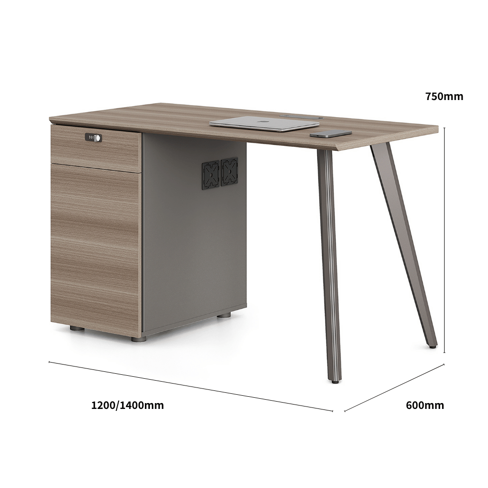 Nebula-A Office Desk Metal Leg Workstation with Storage Cabinet