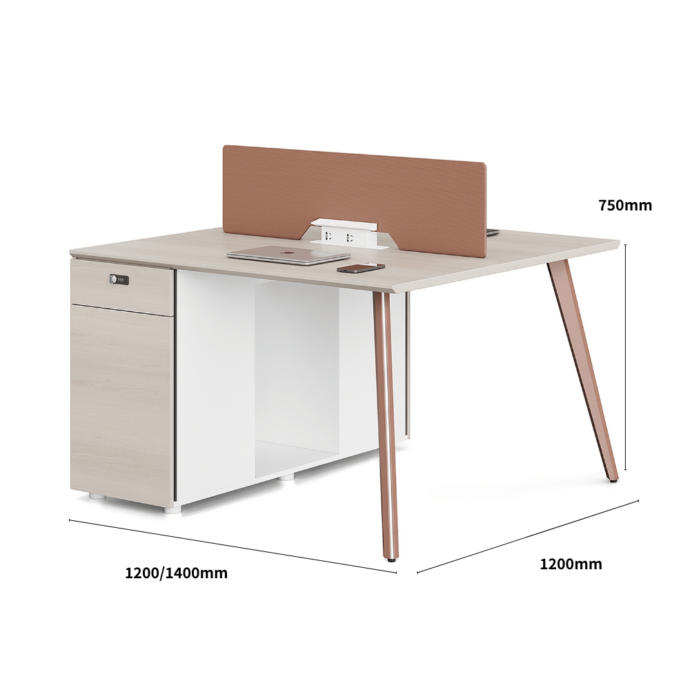 Nebula-A Office Desk Metal Leg Workstation with Storage Cabinet