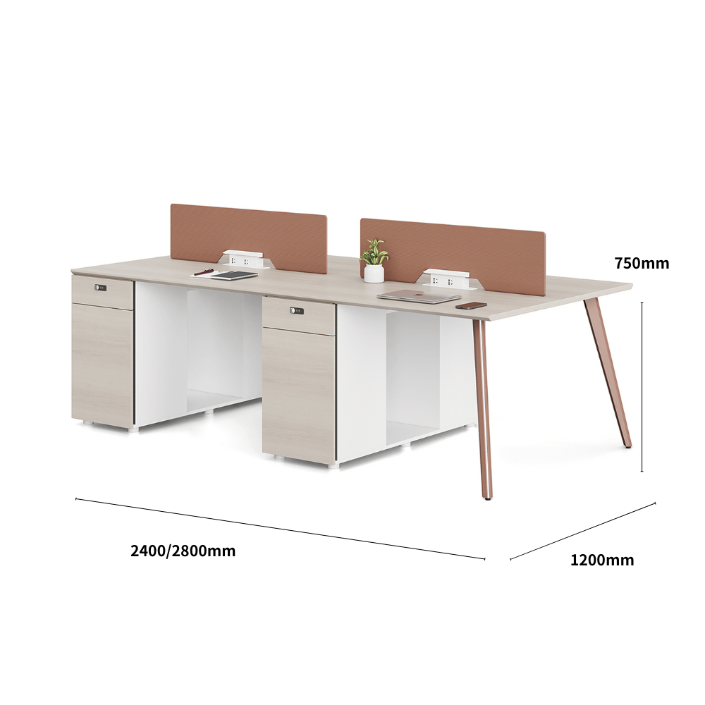 Nebula-A Office Desk Metal Leg Workstation with Storage Cabinet