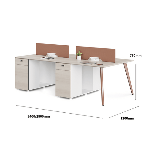 Nebula-A Office Desk Metal Leg Workstation with Storage Cabinet