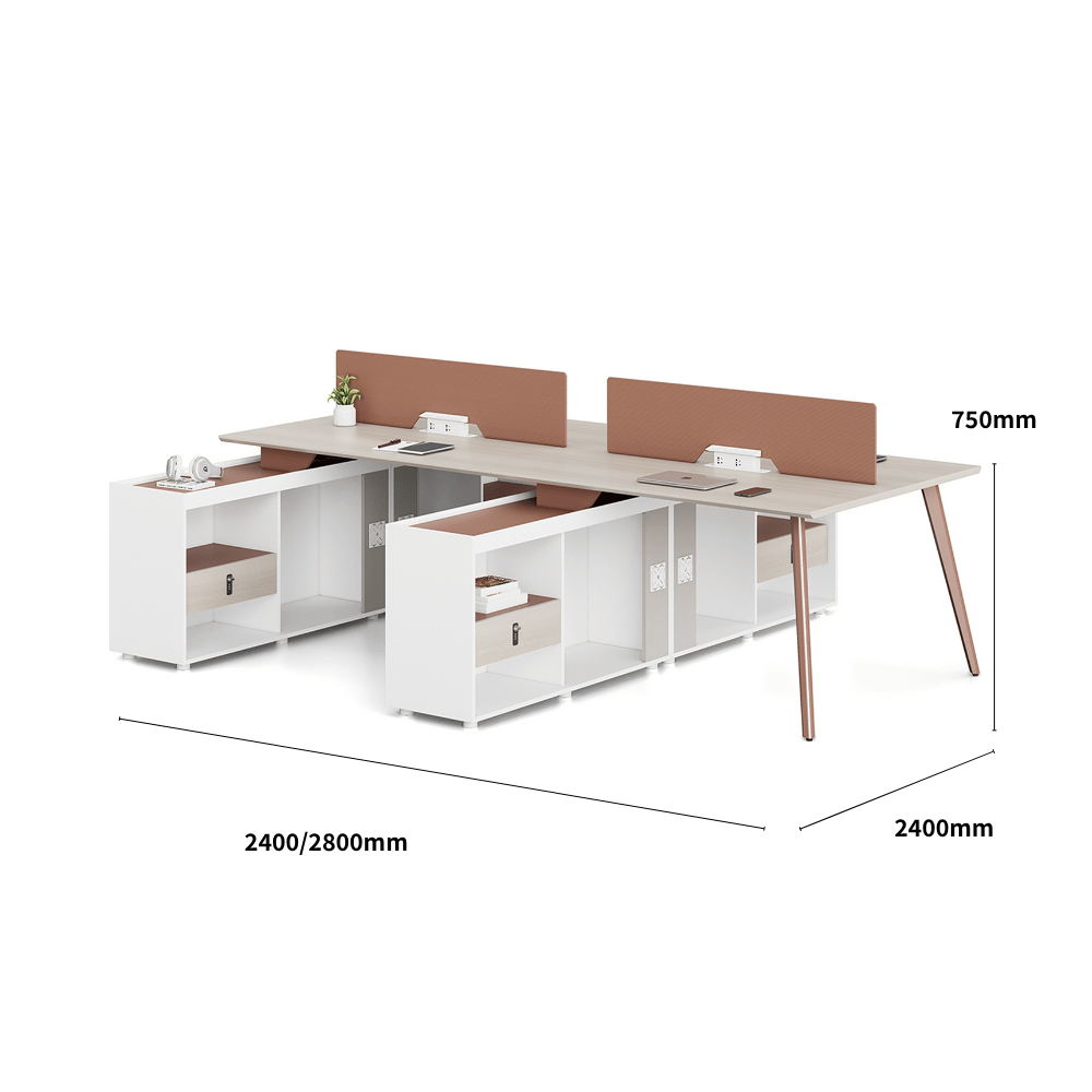 Nebula-B Office Desk Metal Leg Workstation with Side Return Cabinet