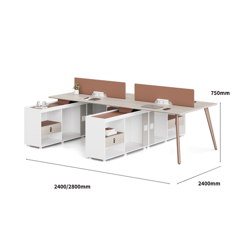 Nebula-B Office Desk Metal Leg Workstation with Side Return Cabinet