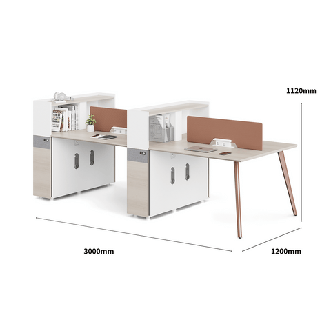 Nebula-C Office Desk Metal Leg Workstation with Tall Partition Cabinet