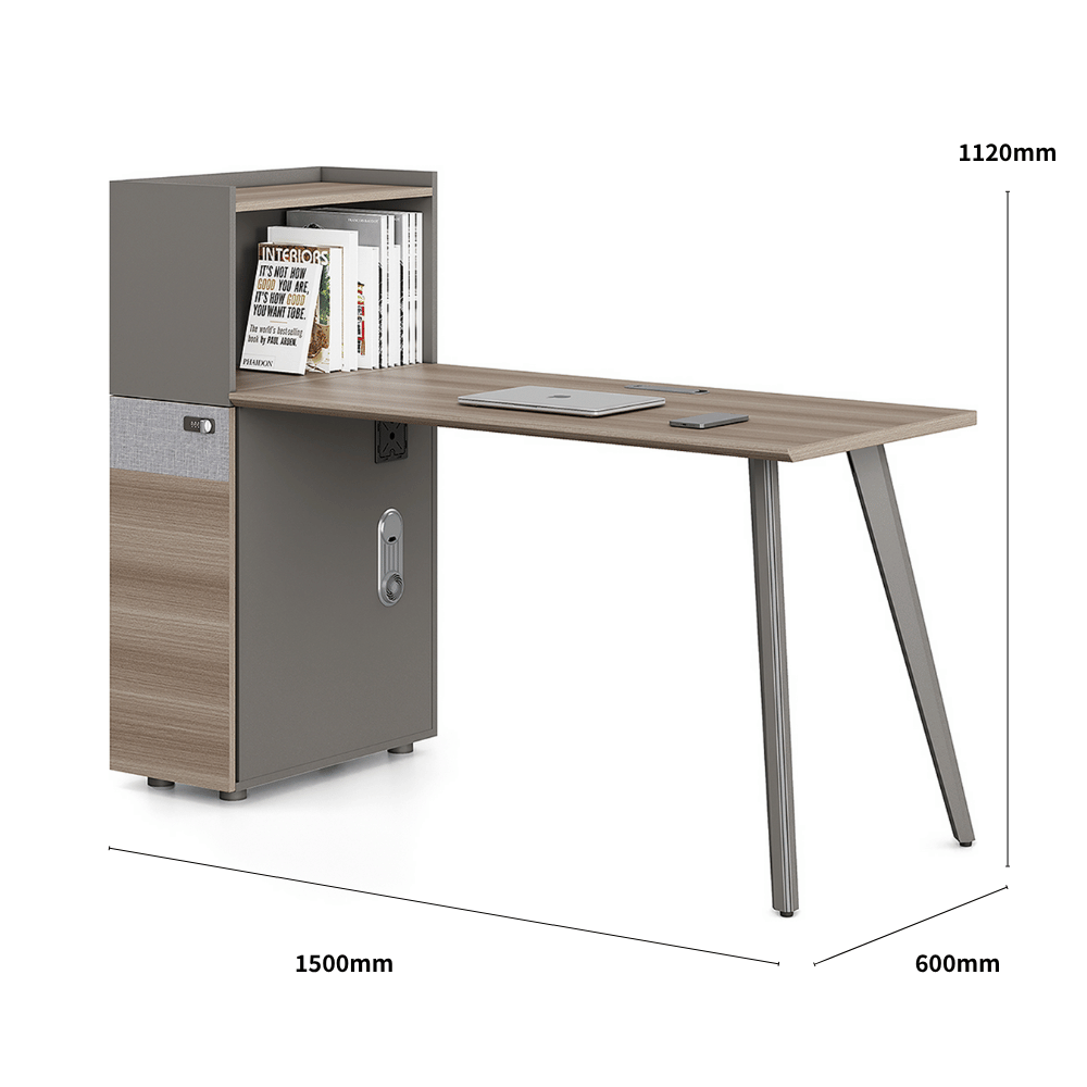 Nebula-C Office Desk Metal Leg Workstation with Tall Partition Cabinet