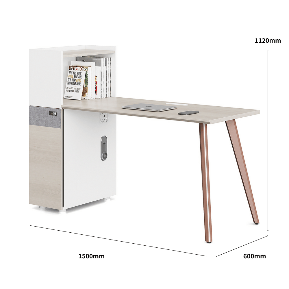 Nebula-C Office Desk Metal Leg Workstation with Tall Partition Cabinet