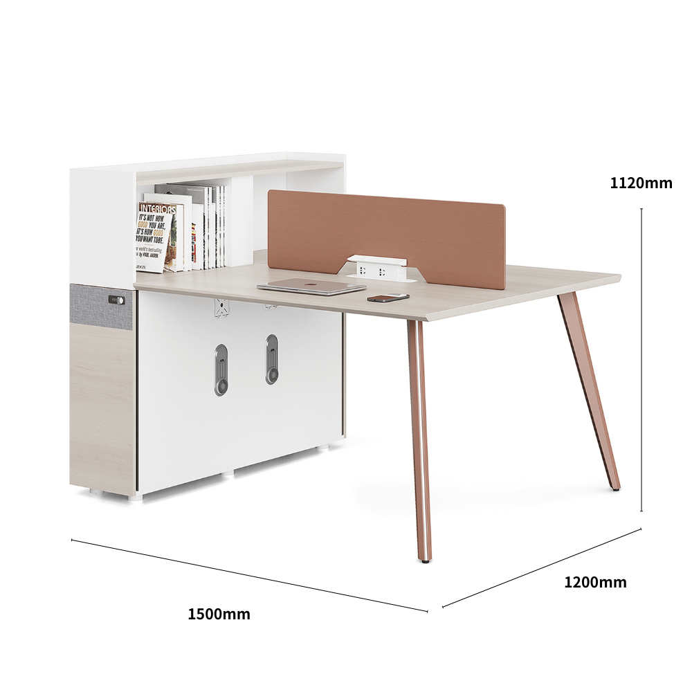 Nebula-C Office Desk Metal Leg Workstation with Tall Partition Cabinet