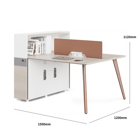 Nebula-C Office Desk Metal Leg Workstation with Tall Partition Cabinet