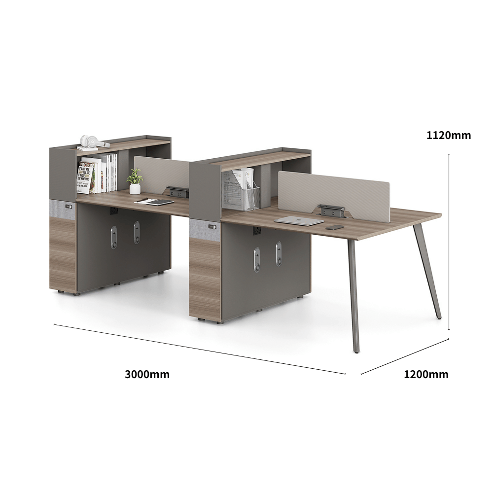Nebula-C Office Desk Metal Leg Workstation with Tall Partition Cabinet