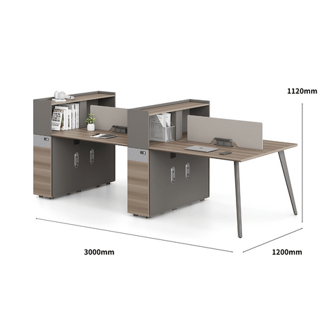 Nebula-C Office Desk Metal Leg Workstation with Tall Partition Cabinet
