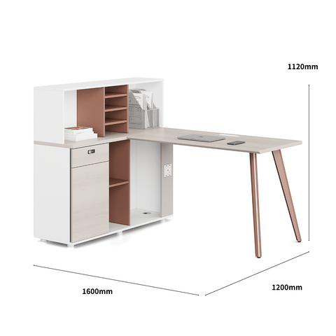 Nebula-D Office Desk Metal Leg Workstation with Side Return Partition Cabinet