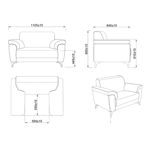 Nigel Single Seater Leather Commercial Sofa