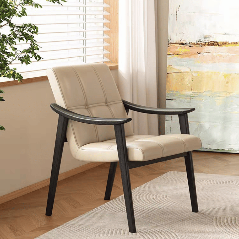 Noel Leather Solid Wood Dining Room Armchair