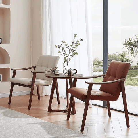 Noel Leather Solid Wood Dining Room Armchair