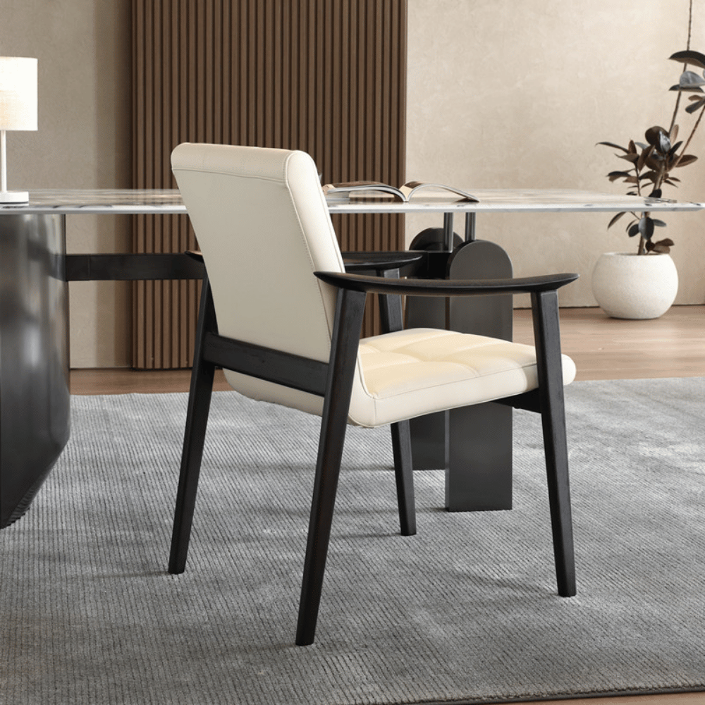 Noel Leather Solid Wood Dining Room Armchair