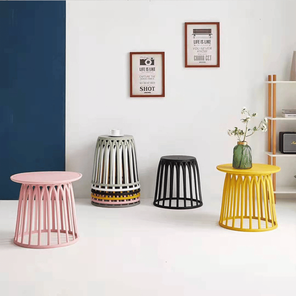 Orbi Stackable Plastic Round Barrel Stool Chair