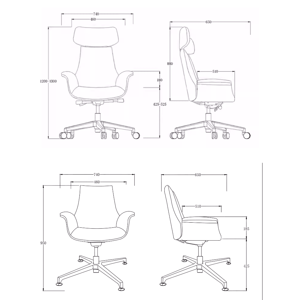 Orga-M Mid Back Genuine Leather Executive Chair - Gavisco Office Furniture