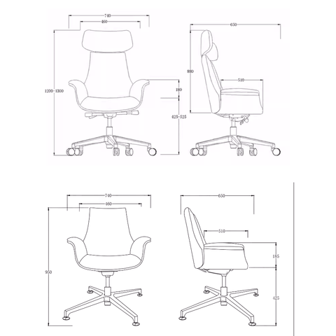 Orga-M Mid Back Genuine Leather Executive Chair - Gavisco Office Furniture