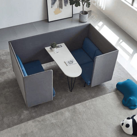 Outline Four Seater Acoustic Privacy Lounge High Back Sofa Meeting Booth with Table